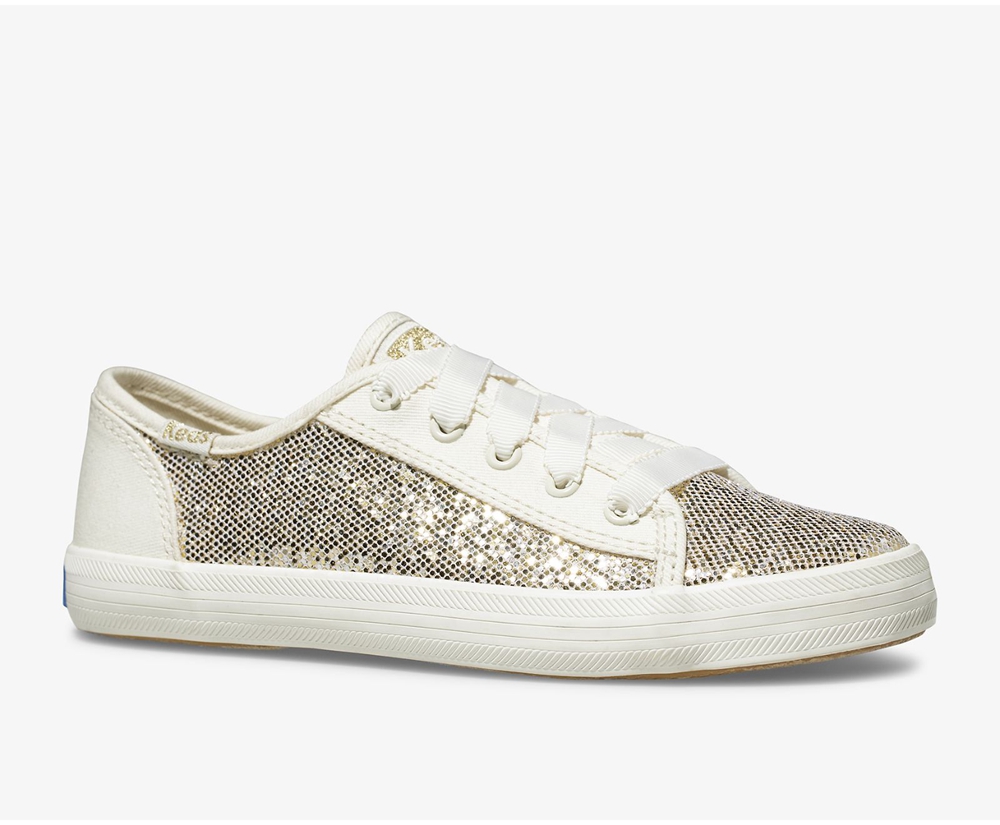 Kids Keds Sneakers - Kickstart Metallic Sparkle - White - 7590-XJYRG